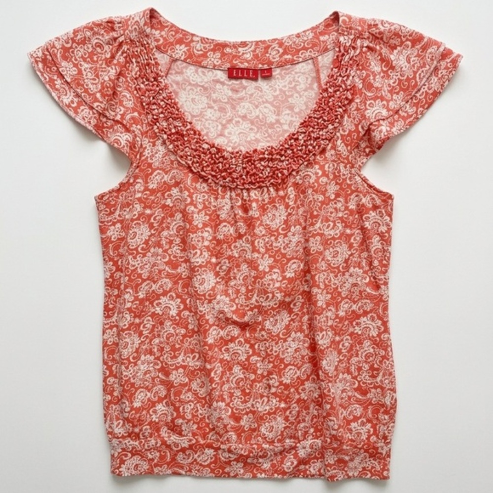 ELLE Coral & White Paisley Cap Sleeve Tank